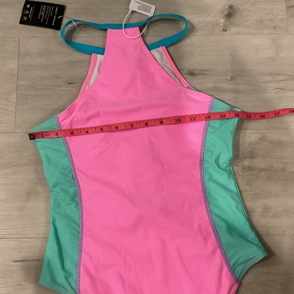 Stylish Pink and Blue One-Piece Swimsuit - Picture 6 of 7